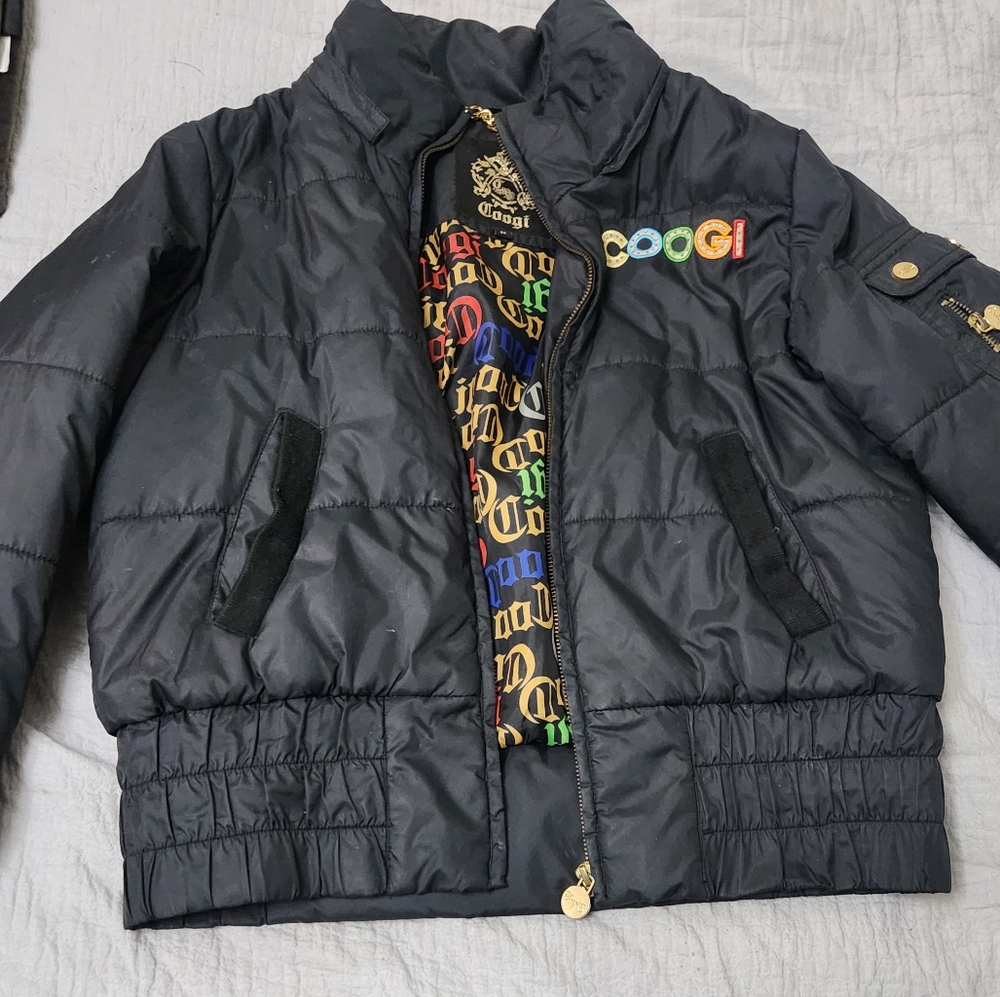 Coogi Coat with rainbow letters
